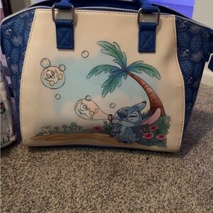 Loungefly Stitch Blue and Cream Women's Bag